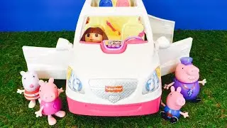 PEPPA Pig and DORA The EXPLORER Ride Musical Fisher Price SUV TOY Compilation!