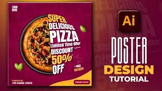 Illustrator CC Tutorial | Graphic Design | Modern Pizza Poster Design