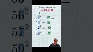 Квадраты чисел от 50 до 60 за секунду. 