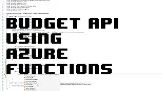 Budget Cloud API using Azure Functions | C# | EFCore | Sqlite | Visual Studio