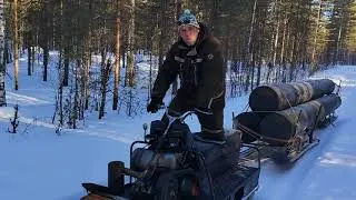 We pull pontoons to the lake, TAIGA+BURAN. The sleds are torn.