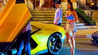 MONACO LUXURIOUS RICH LADIES NIGHTLIFE SUMMER 2024 SUPERCARS: Lamborghini, Ferrari, Rolls-Royce