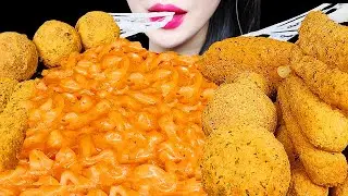 ASMR CHEESY CARBO FIRE NOODLE, CHEESE BALL, CHEESE STICKS 까르보불닭 뿌링클 치즈볼 먹방 EATING SOUNDS MUKBANG