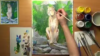 Как нарисовать пуму акрилом. Горный лев. Акрил