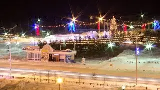 Пыть-Ях, зимний ночной город.