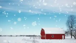 Snow Falling With Red House In Background | Free Footage