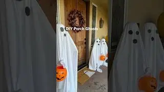 DIY Porch Ghosts - (tomato cages, styrofoam heads, pool noodle, thrifted sheets, black felt)
