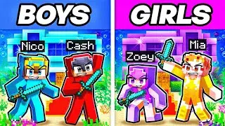 BOYS vs GIRLS UNDERWATER HOUSE Battle In Minecraft!