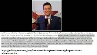 Eglin Air Force Base Confirms That Representative Gaetz Has Seen Highly Classified Data