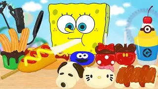 [ASMR] 스폰지밥 놀이동산 음식 애니먹방(SpongeBob Amusement Park Food Animation Mukbang)