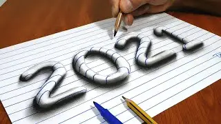 How to Draw 2021, 3D Drawing Trick Art,  Round Lines
