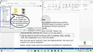 How to insert Picture stored in Computer in MS Word 2013 in Windows 10