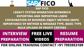 SAP FICO, LSMW BAPI METHOD CONFIGURATIONS AND BULK UPLOAD OF PROFIT CENTERS, CONTACT 91 7993953109