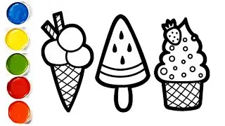 Icecream Drawing, Painting & Coloring for kids and toddlers | Icecream drawing for kids