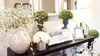 ENTRYWAY TABLE DECOR IDEAS + DECORATE WITH ME + HAUL! (FARMHOUSE/GLAM)