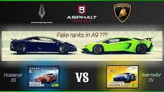 Asphalt 9 : Fake Ranks in A9 ??? COMPARISON : Arrinera Hussarya 33 VS. Lamborghini Aventador SV !