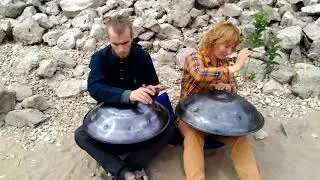 Two handpans on the Volga river