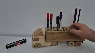 Desk Wooden Pen Holder Truck Suport pentru creioane...