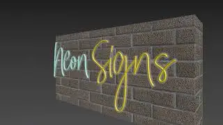 3D Rendering Of A Neon Sign Without Backing, Installed On A Wall