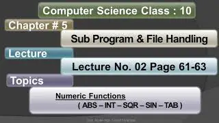 Numeric Functions(ABS,INT,SQR,SIN,TAB)