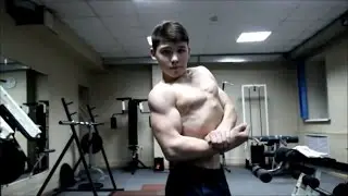 14yo Muscle Boy Andrey Training Hard and Flexing Big in the Gym