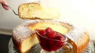 Baked cheesecake with cherry sauce!