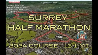 Surrey Half Marathon (2024): fly over the half-marathon course!