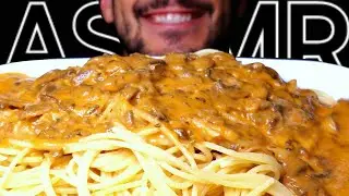 ASMR SPAGHETTI MUSHROOM SAUCE PASTA (EATING SOUNDS) NO TALKING MUKBANG
