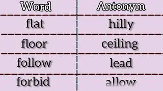 English Vocabulary | Basic Antonym Words 