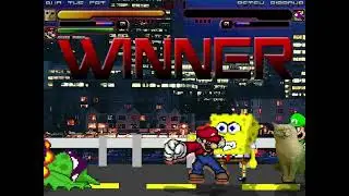 Bun the Cat, Mario, Luigi, and SpongeBob vs Petey Piranha