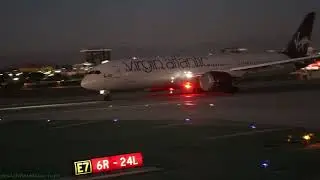 Delta Airlines 757-300 | Push back, taxi, takeoff | Sunset departure from Los Angeles LAX