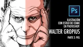 Ilustración con estilo de comic en Photoshop: Walter Gropius. Parte 2