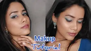 navratri special easy makeup look 💙😍| Day 7 blue  colour makeup look 💙|easy glitter eyemakeup look💄