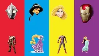Wrong Heads Jasmine Tangled Transformer Ultraman Learn Colors Compilation Finger Family Rhymes Songs