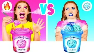 Gorące vs Zimne Jedzenie Wyzwanie | Zabawne Sytuacje z Jedzeniem BaRaDa Challenge