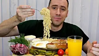 MUKBANG  Сырная Лапша, Купаты, Соленья / ASMR / МУКБАНГ / Мукбанг Сеня  / eating show / 먹방