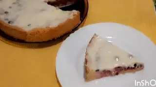 Песочный пирог с брусникой в сметанной заливке. Пошаговый рецепт. 