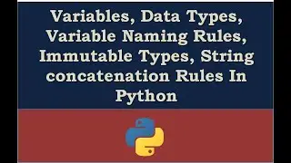 Variables, Data Types, Variable Naming Rules, Immutable Types, String concatenation Rules