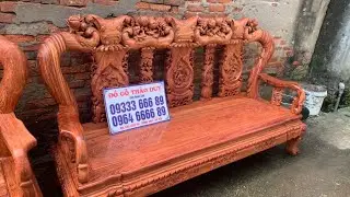 Bàn Ghế Phòng Khách Đẹp - Bộ Minh Quốc Đào Hàng Siêu Vip - Vân Gỗ Tự Nhiên Siêu Đẹp