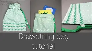 Drawstring bag tutorial / Fabric scraps drawstring bag