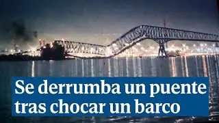 Un puente de Baltimore se derrumba tras el impacto de un barco y varios coches caen al río