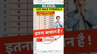MS EXCEL ✅ MAX 📝 FORMULA 🔥 आसानी से सीखे ✌ | MAX FORMULA USE in Excel || #excelexpert