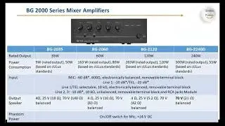 TOA Canada - BG Series of Amplifiers and their differences