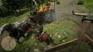 Incredible Detailed Fire on Wagons when you use Fire Arrows in RDR2