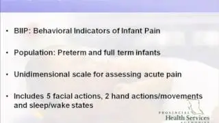 Behavioural Indicators of Infant Pain Scale   Part One