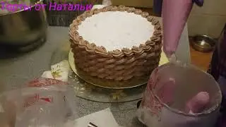Торт для женщины,  корзина с тюльпанами 
