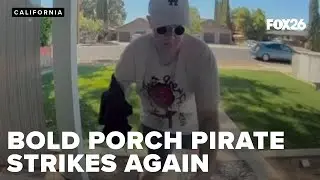 Bold porch pirate strikes multiple homes, caught on camera