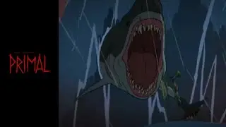Primal S02 II Spear & fang fight with Megalodon Shark