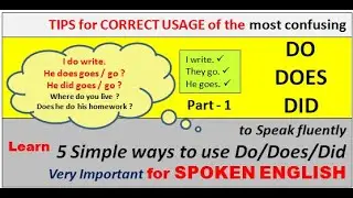 Learn 5 simple ways to use DO / DOES /DID correctly. Very useful To Speak fluent English.