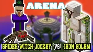 Minecraft Arena Battle SPIDER WITCH JOCKEY vs IRON GOLEM - MOB BATTLE